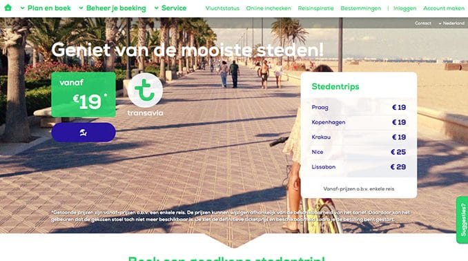 Transavia Sale: goedkope vliegtickets voor stedentrips, zonvakantie en wintersport