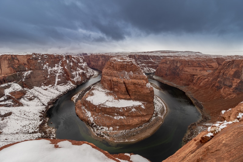 Horseshoe Bend Page Arizona met sneeuw