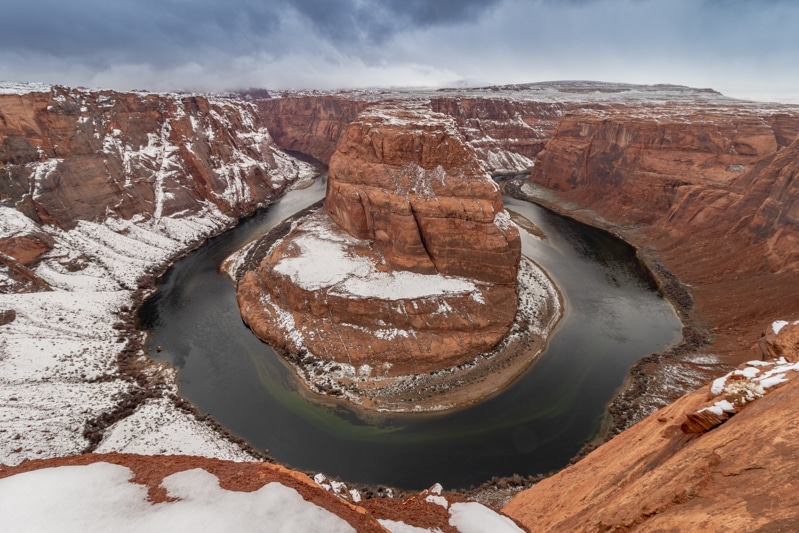 Horseshoe Bend Page Arizona met sneeuw