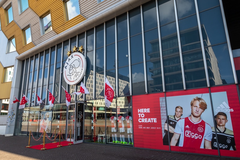 Ajax fanshop in de Johan Cruijff Arena in Amsterdam