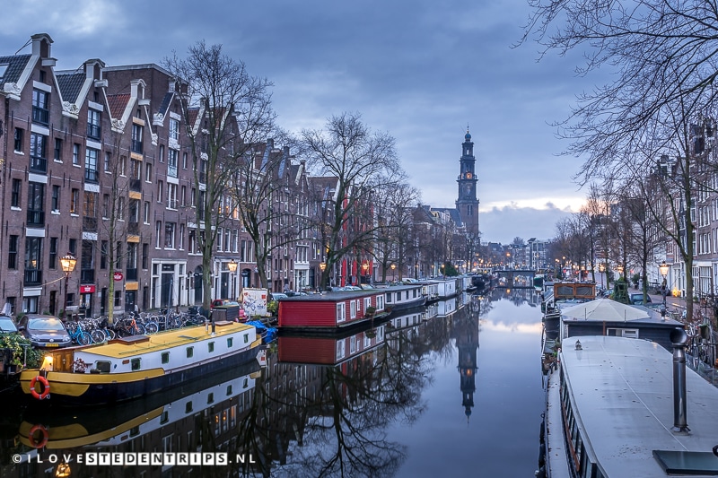 Amsterdam Wetertoren vanaf de Prinsengracht